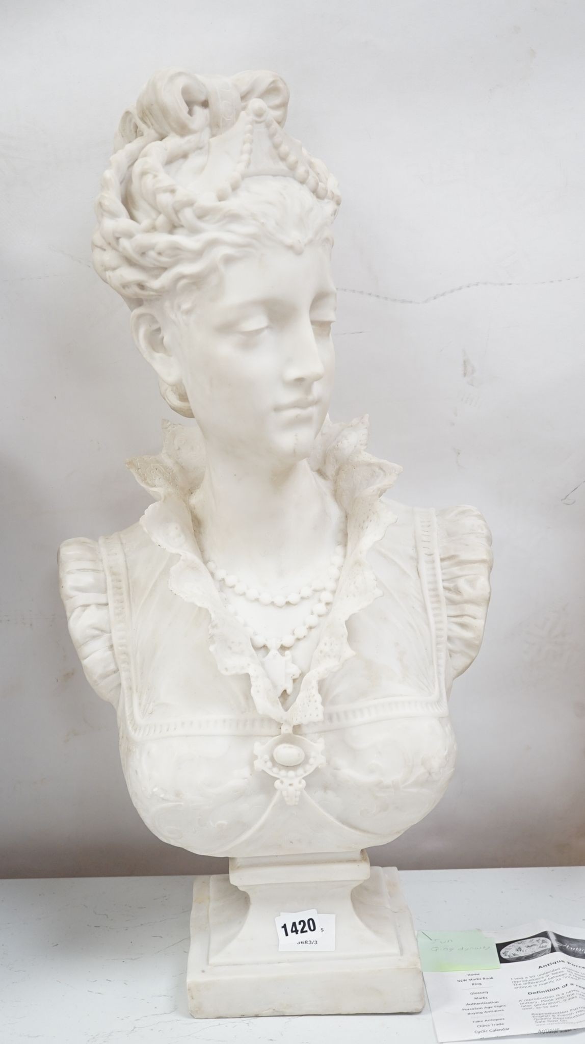 A faux parian bust 66cm